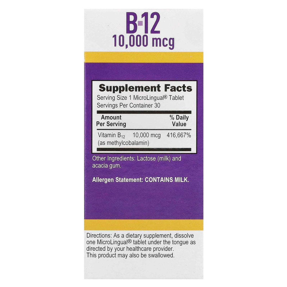 Superior Source, Метилкобаламин B-12, 10 000 мкг, 30 быстрорастворимых таблеток MicroLingual®