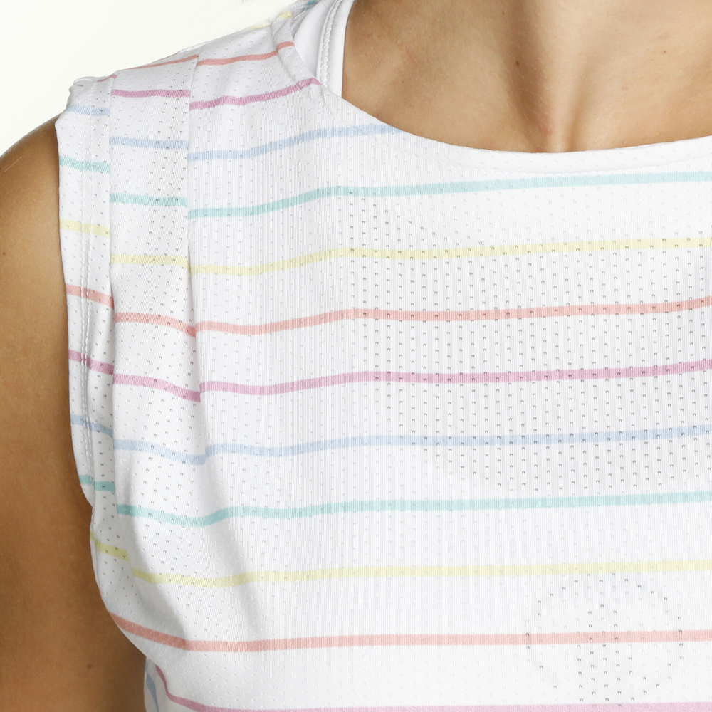 Женская теннисная майка Quiet Please Rainbow Poach Stripe Tank Top Women - White, Multicoloured