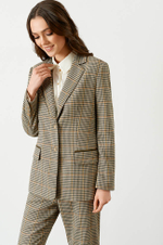 1808 Жакет женский (пепельно-бежевый клетка 2)