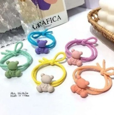Резинки для волос детские 2шт «МЯТНЫЙ БУМ», мишки, микс 5 цветов, d-5.5см (Кокетка)