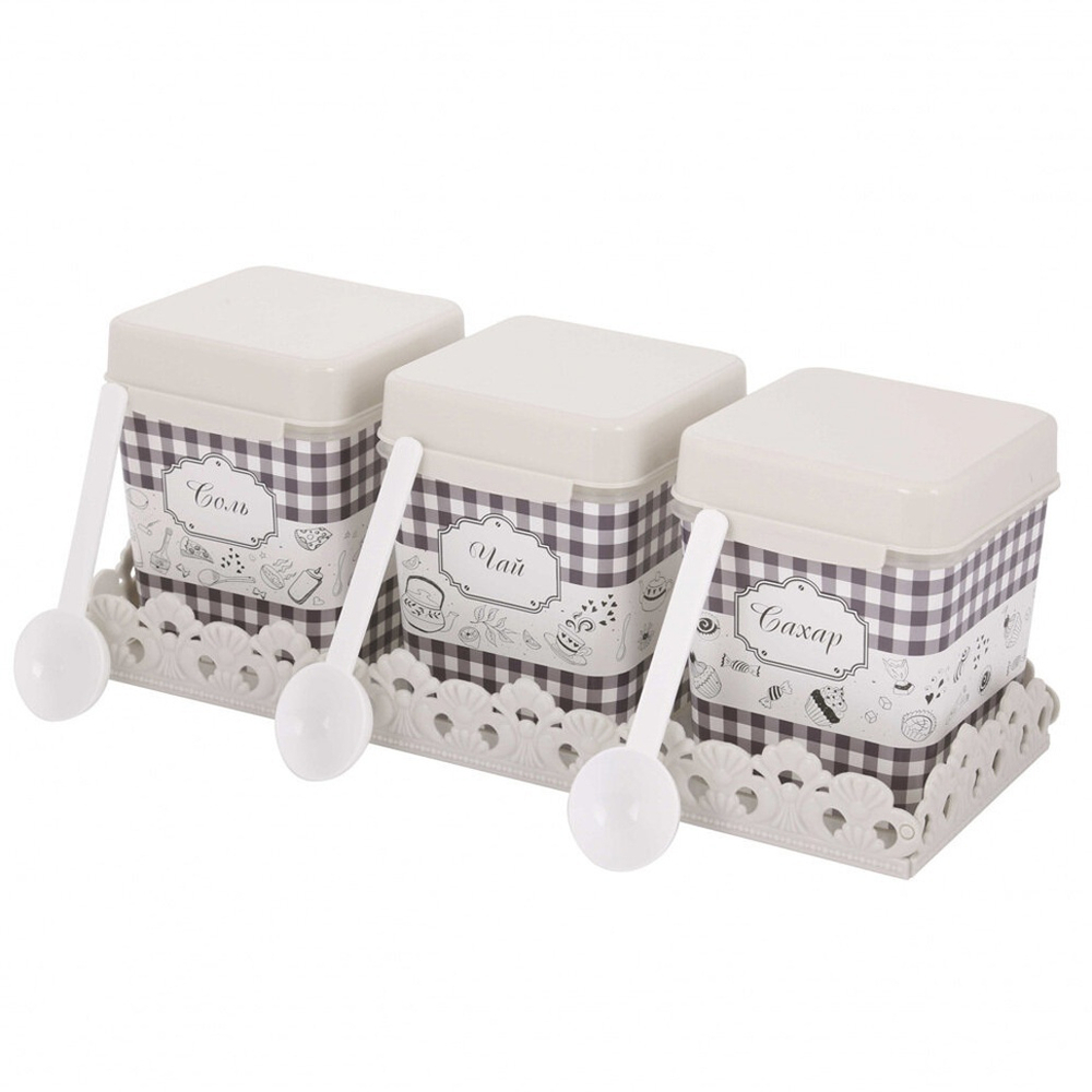 Набор емкостей 3шт 1,2л "Плетенка" на подставке