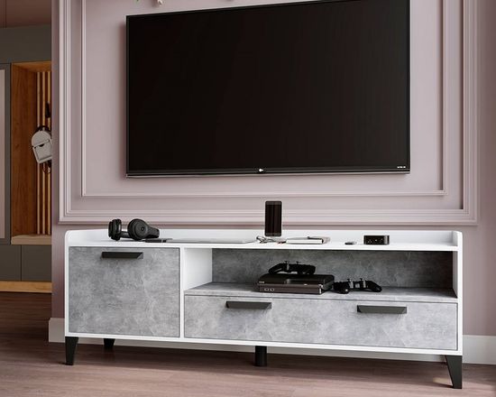 Тумба-ТВ ПАРУС-8 белый / ателье светлое