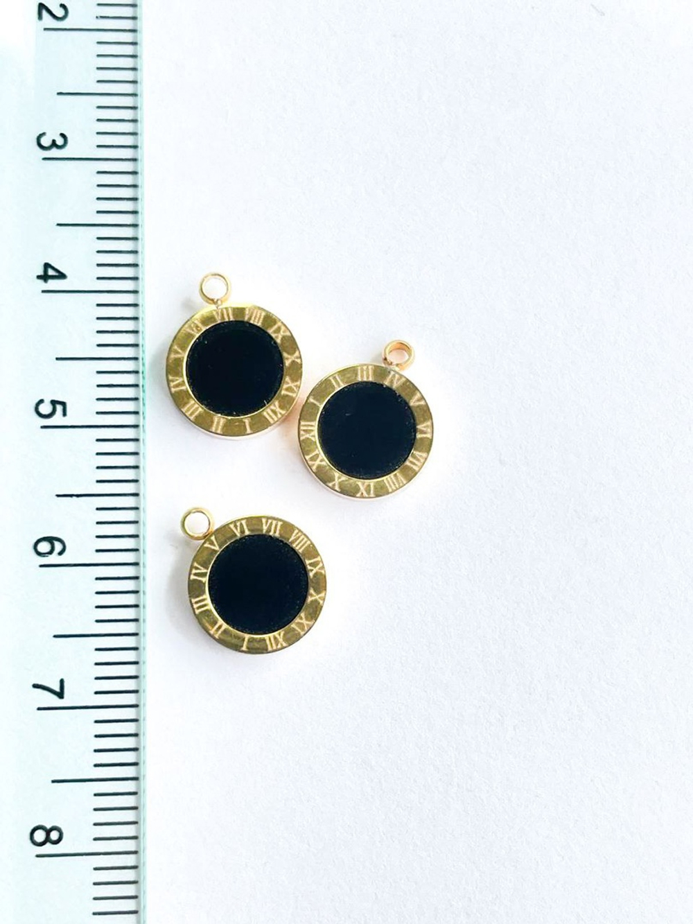 0629-2 Подвеска "Часы" с агатом 10мм, позолота