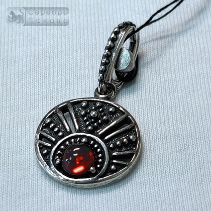 Подвеска "Лунница" с гранатом/аметистом