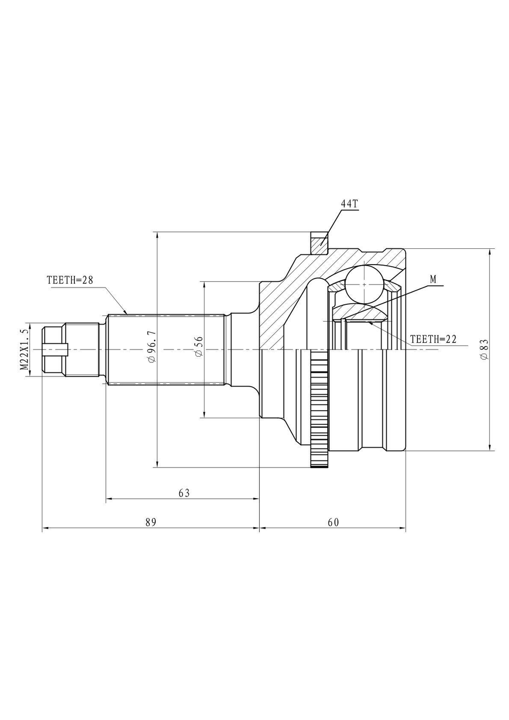 ШРУС наружный  KIA Spectra 2000 (Ижевск) GANZ GIK04032