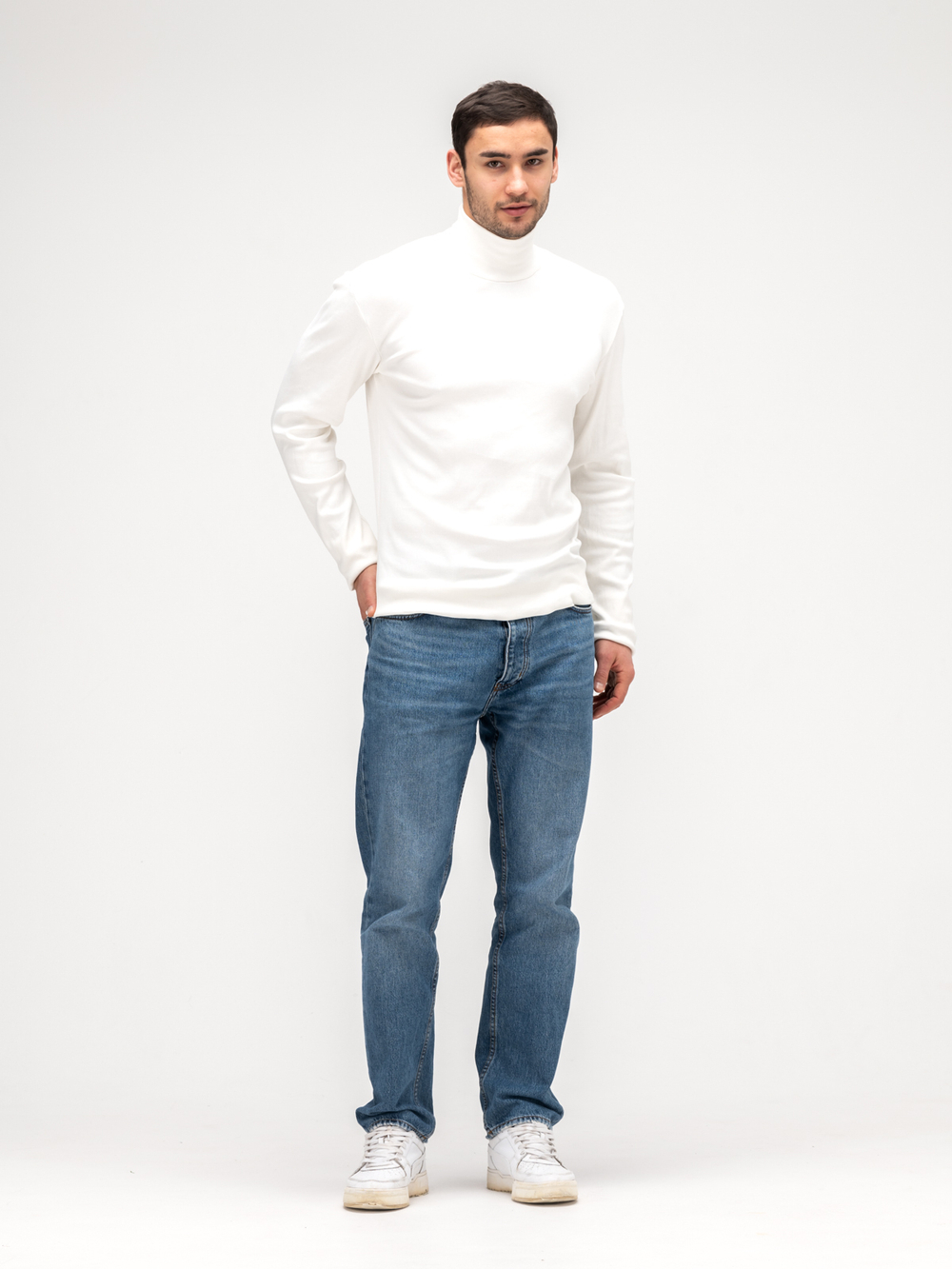 Водолазка мужская хлопковая. Белая