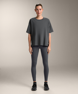 Oysho Футболка с короткими рукавами из смесового хлопка, антрацитовый