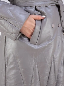 Пальто женское кожаное утепленное длинное Турция