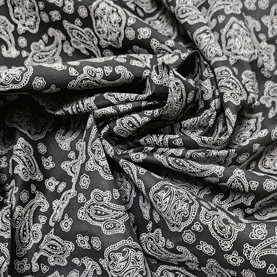 Ткань подкладочная сумочная Черная с огурцами