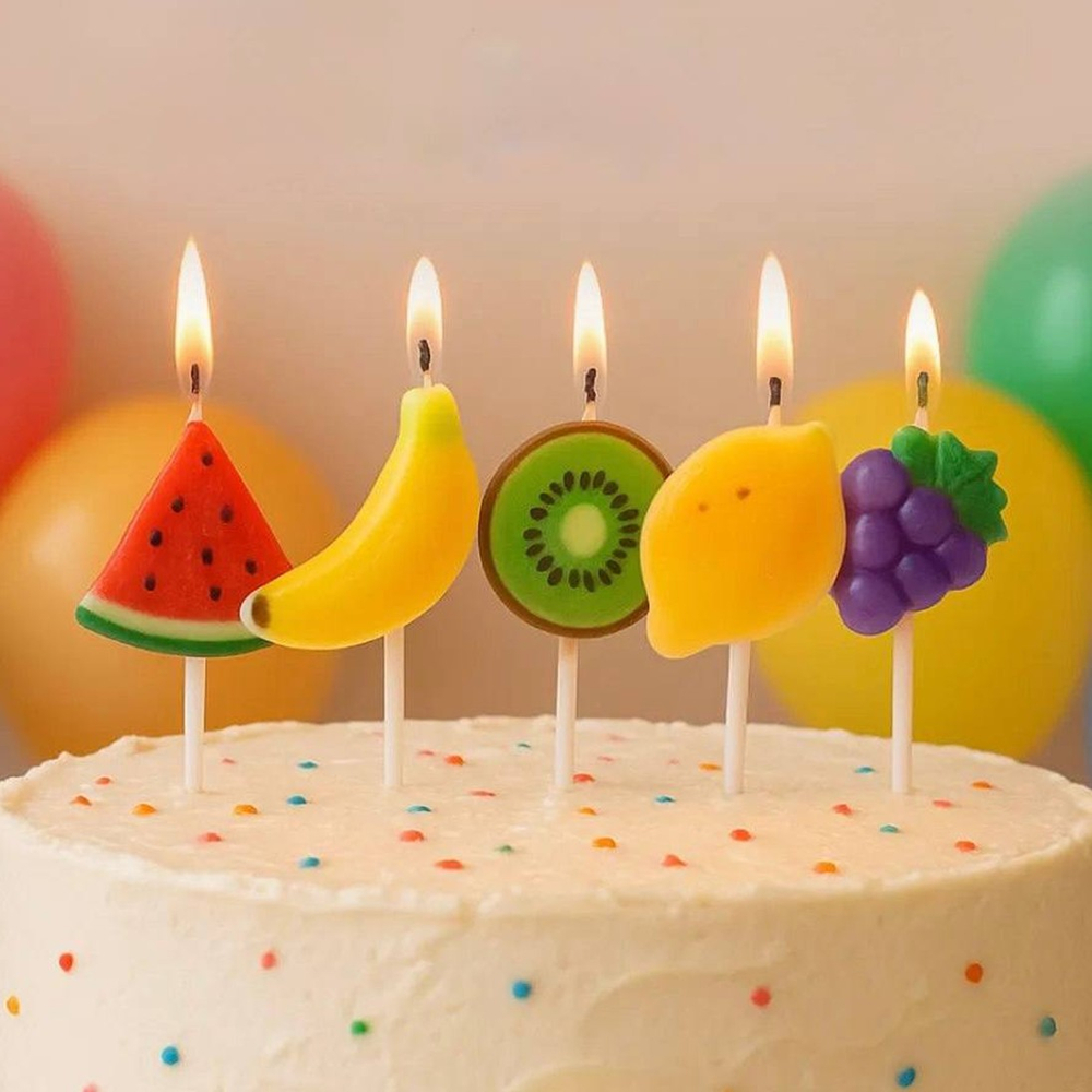 Свечи на пиках «Фрукты» 7 см, 5 шт