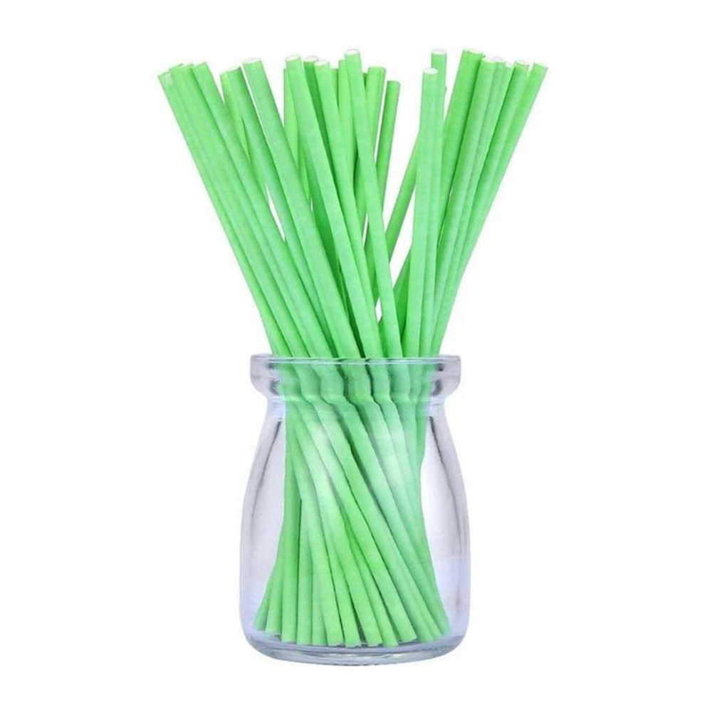 Палочки бумажные для Cake pops (зеленые, 15 см, 100 шт)