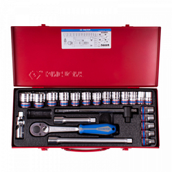 KING TONY (4028MR90) Набор торцевых головок с принадлежностями 1/2", 12-гранные, 10-32 мм, 23 предмета