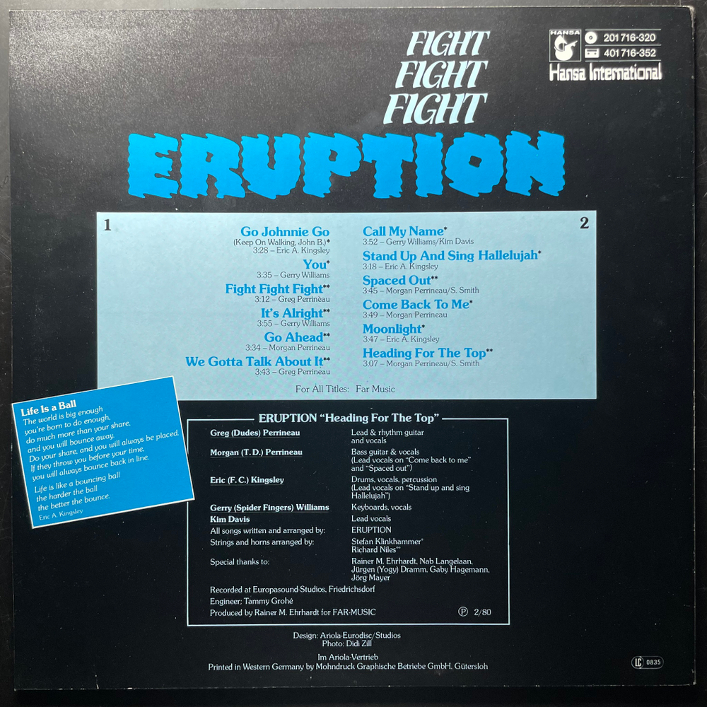 Eruption – Fight Fight Fight (Германия 1980г.)