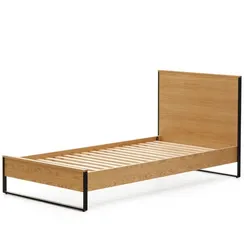 Taiana Кровать из шпона дуба со стальными ножками в черной отделке 90 x 190 см