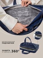 Сумка для ноутбука 15,6" и 17" с ремнем на плечо и 3 отделениями (Лакированный синий)