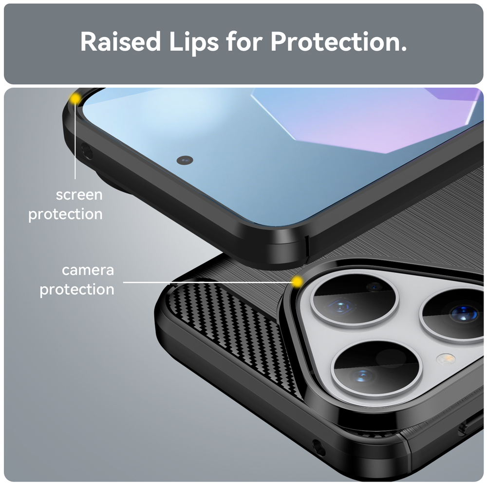 Чехол черного цвета на Huawei Pura 80, мягкий отклик кнопок, серия Carbon (с дизайном под карбон) от Caseport