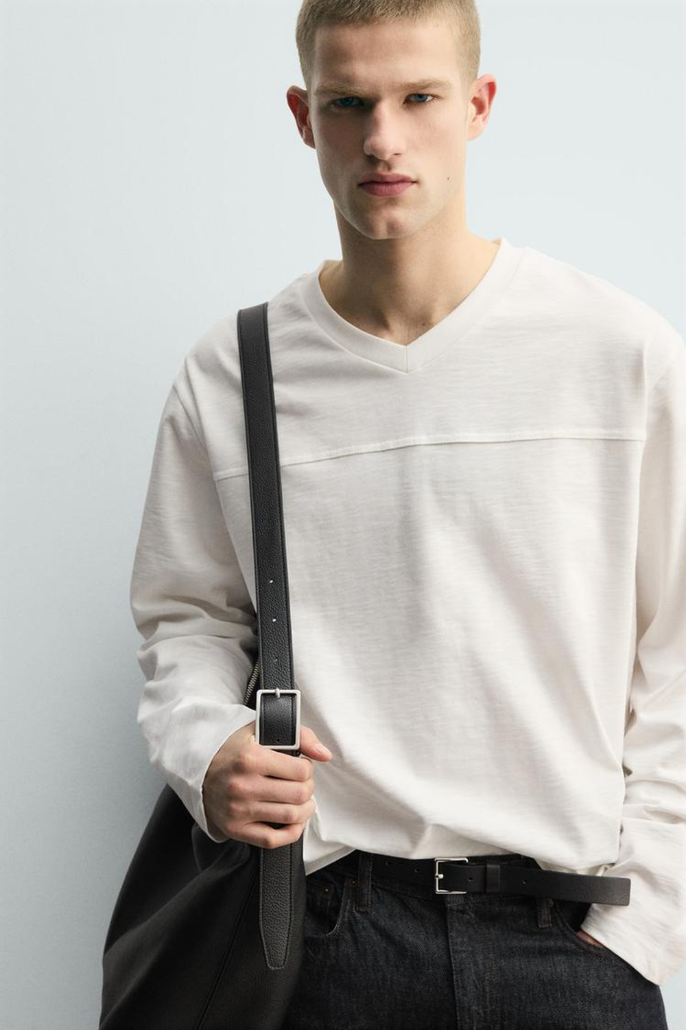 ZARA ФУТБОЛКА RELAXED FIT ИЗ РЕЛЬЕФНОЙ ТКАНИ ФЛАМЕ, БЕЛЫЙ