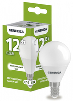 GENERICA IEK  Лампа светодиод 12Вт шар Е14 4000K