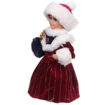 Снегурочка музыкальная «Новогодний день» 30 см в бордовой шубке