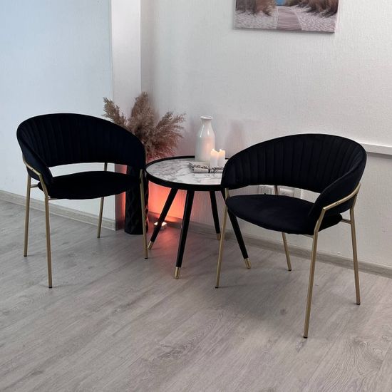 Стул Portman черный велюр с золотыми ножками