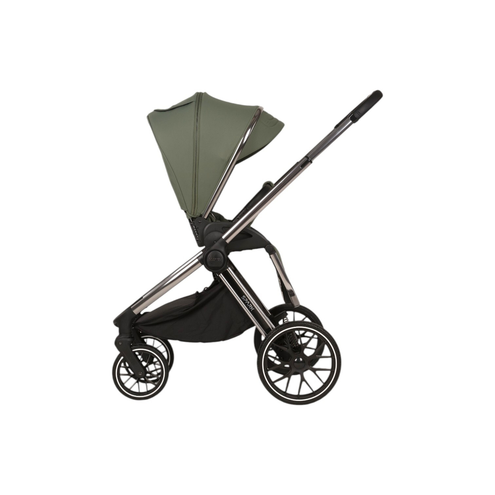 Детская универсальная коляска Adamex Spark SE 2в1 - Salvia Onyx (Зеленая ткань, хром. рама)