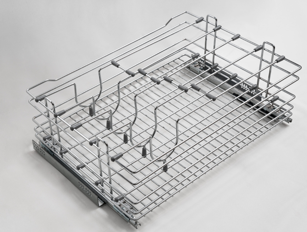 Корзина выкатная Актро для хранения сковородок и крышек в нижнюю базу 800 с направляющими(хром)