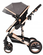 Коляска-трансформер 3в1 Wisesonle реверсивный блок/ серый лен