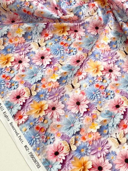 ИМИТАЦИЯ ЦВЕТОЧНОЙ ВЫШИВКИ #6, 100% хлопок Handmade Fabrics 3