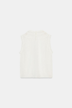 ZARA ТОП С ВЫШИВКОЙ БЕЗ РУКАВОВ — ZW COLLECTION, ЭКРЮ