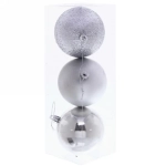 Новогодние шары 8 см (набор 3 шт) «Микс фактур», серебро