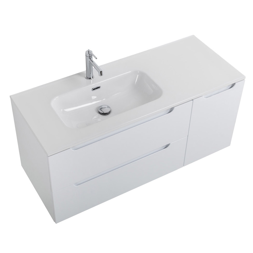 Подвесная тумба с раковиной BelBagno ETNA 120 Bianco Lucido левая, ETNA-1200-2C-1A-SO-BL-L + BB1200ETL-L