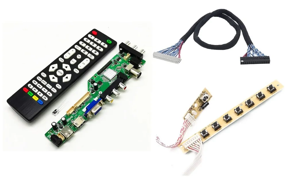 Универсальный TV скалер полный комплект UA36A8C02M4 PA-M4 (DVB-T2) для матриц 15-32" (3.3В-5В-12В) (DD.3663LUA.A81)