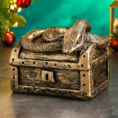 Копилка "Змея на сундуке" 16х11х14см, бронза 10786621