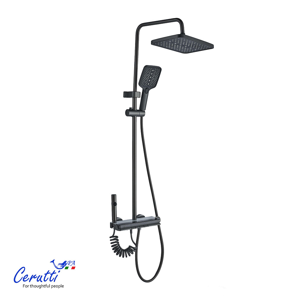 Душевая стойка Ceruttispa НИВЕС (NIVES) цвет графит, с LED подсветкой
