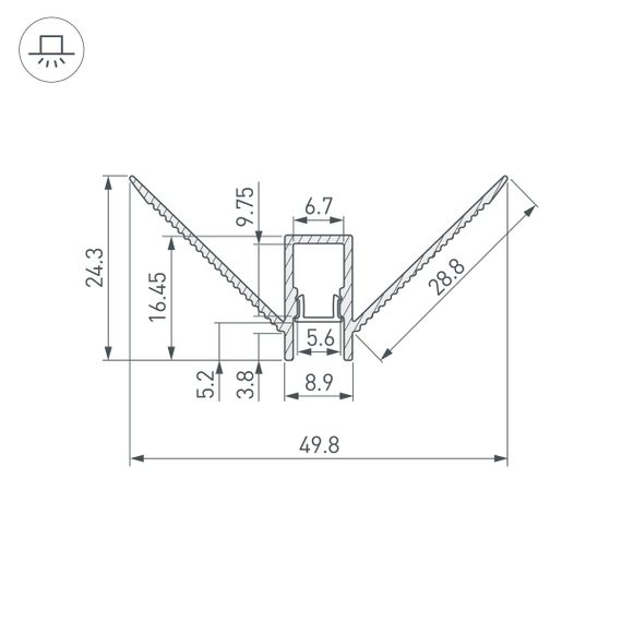 Профиль встраиваемый Arlight Decore-S6-Ext-Comfort-2000 Anod внешний 043162