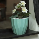 Кашпо для цветов пластиковое 3л d-18см «Флюте» со вставкой нефрит