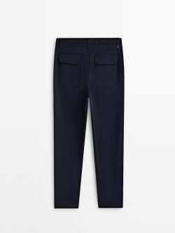 Massimo Dutti Брюки чинос свободного кроя с ремнем, темно-синий