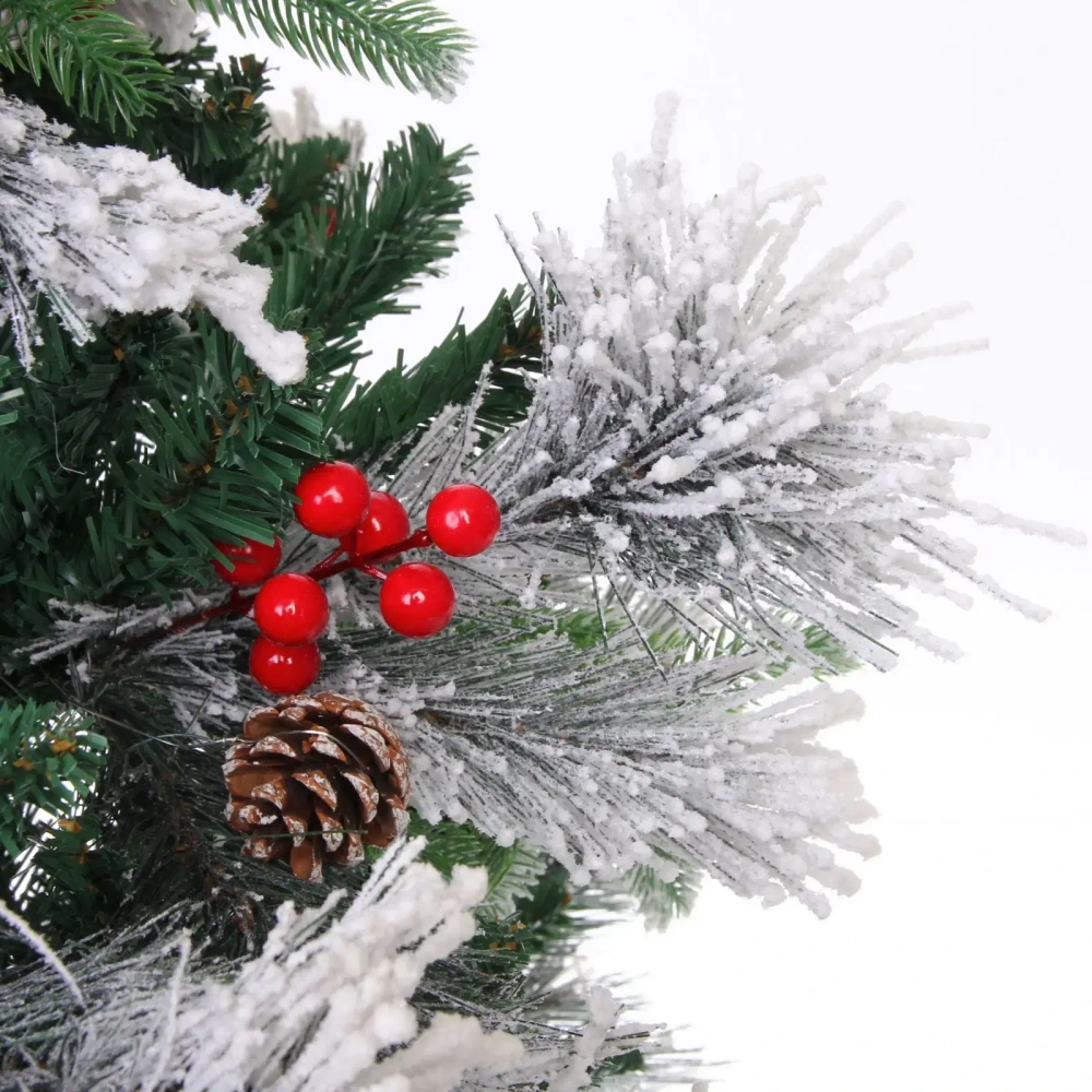 Елка «Грация» 120 см, ПВХ, леска, резина с белым напылением (шишки и ягоды), 337 веток