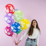 Шар (12''/30 см) Цветы, Ассорти, пастель, 5 ст, 25 шт.