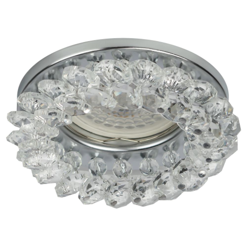 Светильник встраиваемый декоративный ЭРА DK16 CH/WH под лампу MR16 GU5.3 декор с хрусталиками прозрачный/хром