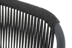 "Ането" стул плетеный из роупа, каркас алюминий темно-серый (RAL7024) муар, роуп темно-серый круглый, ткань темно-серая 027