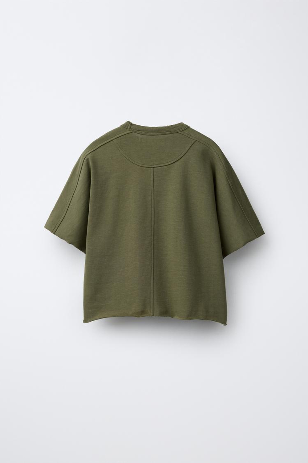 ZARA КОМПЛЕКТ ИЗ ФУТБОЛКИ И БРЮК КЮЛОТ HEAVY WEIGHT С ДЕКОРАТИВНЫМИ ШВАМИ, ХАКИ