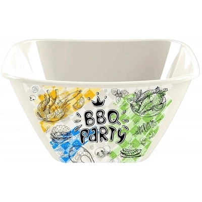 Миска квадратная 4л с декором (светло-бежевый)