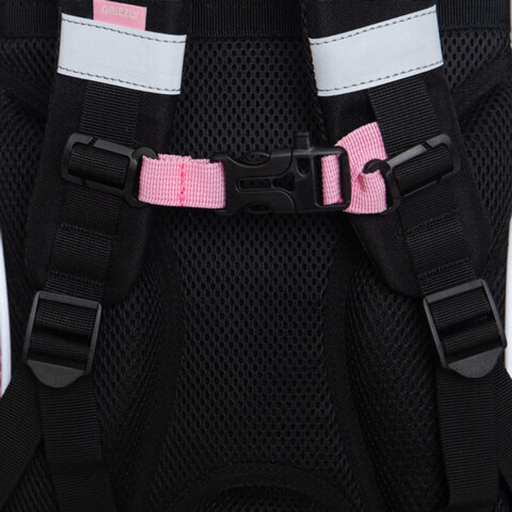 Ранец GRIZZLY анатомическая спинка, с мешком для обуви, для девочек, "SPARKLING EYES", 33х25х13 см, RAm-584-4/1