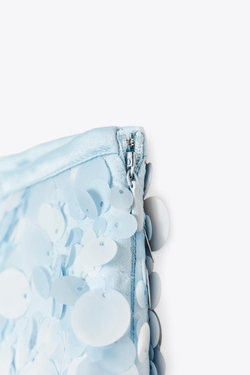 ZARA МИНИ-ЮБКА С ПАЙЕТКАМИ, ГОЛУБОЙ