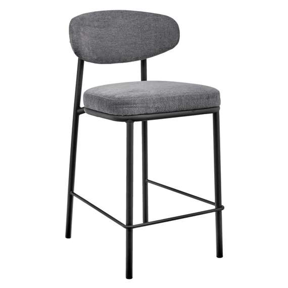 Полубарный стул Arvo 65 см, серый шенилл с черными ножками