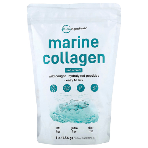 Micro Ingredients, Морской коллаген, без добавок, 454 г (1 фунт)