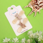 Зажимы для волос 2шт «Chocolate», мишка с бантиком, цвет как на фото, 6,4*1,6см (блистер и пакет с подвесом)