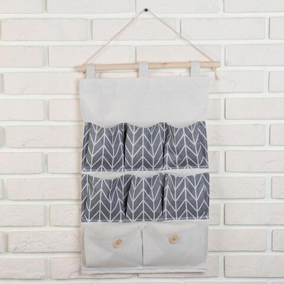 Серый подвесной органайзер с карманами «Зигзаг» (35х53 см)
