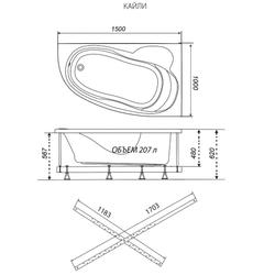Акриловая ванна Triton (Тритон) Кайли 150x100 R